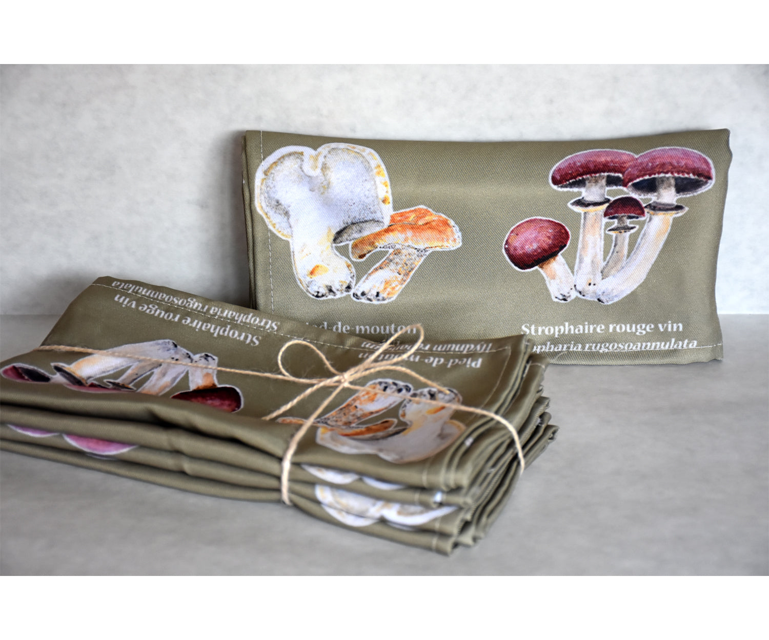 Serviettes de table en tissus - Les Champignons forestiers du Kamouraska